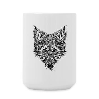 Fuchs Fox Design Tribal Tiere Tees | Men Women - Große Tasse 440 ml - Weiß - Vorne