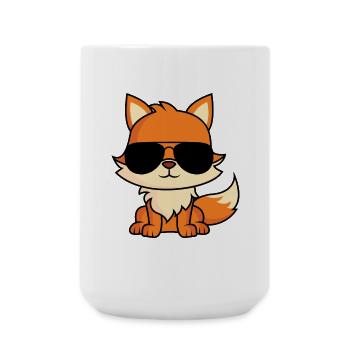 Fox with aviator sunglasses - Large Mug 440 ml - white - Front