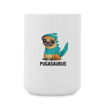 Mops-Dinosaurier-Kostüm Kawaii Cartoon - Große Tasse 440 ml - Weiß - Vorne