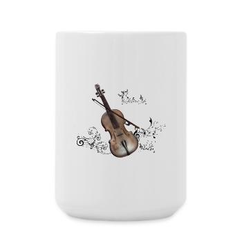Musique, violon à arc de violon - Grande tasse 440 ml - blanc - Devant