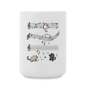 Tanzende Katzen auf Schwarz - Große Tasse 440 ml - Weiß - Vorne