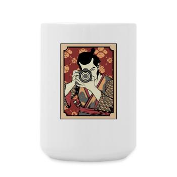 Kimono Kamera Portrait - Große Tasse 440 ml - Weiß - Vorne
