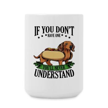 Dackel Hotdog mit Banner - Große Tasse 440 ml - Weiß - Vorne