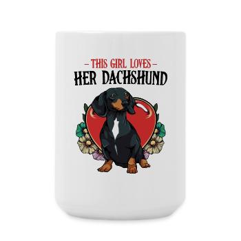 Motif floral de cœur de teckel - Grande tasse 440 ml - blanc - Devant