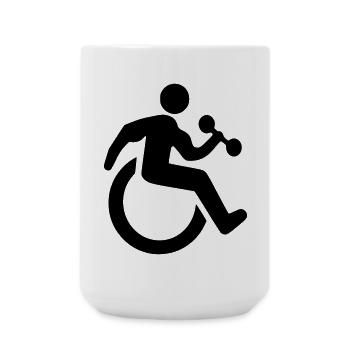 Symbole de fitness en fauteuil roulant # - Grande tasse 440 ml - blanc - Devant
