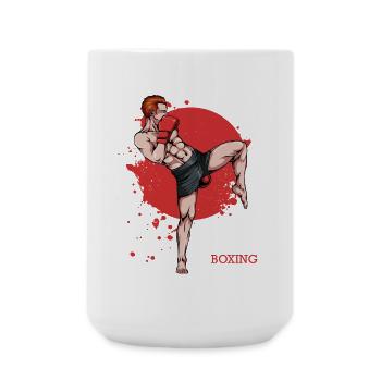 Kickboxeur en fond rouge - Grande tasse 440 ml - blanc - Devant