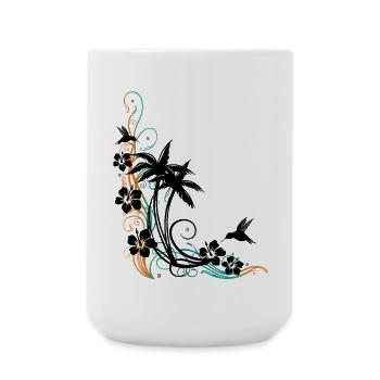 Palmen Hibiskus Kolibri Sommer - Große Tasse 440 ml - Weiß - Vorne
