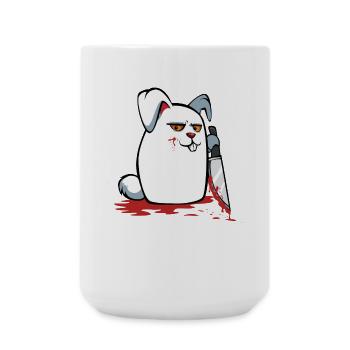 What? Bloody Rabbit with Knife - Large Mug 440 ml - white - Front