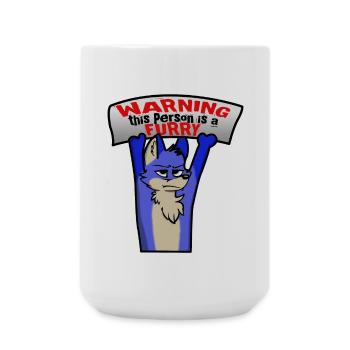 Warning this person is a furry - Large Mug 440 ml - white - Front