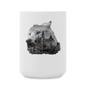 Loup, tête de loup et Harz - Grande tasse 440 ml - blanc - Devant
