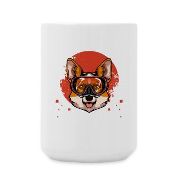 Corgi Taucher Badespaß - Große Tasse 440 ml - Weiß - Vorne