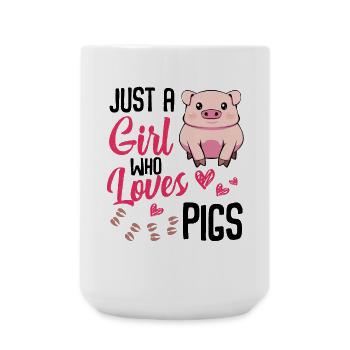 Pink Pig Loves Kaffee Herzen - Große Tasse 440 ml - Weiß - Vorne