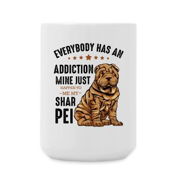 Bulldogge mit Sternen und Text Shar Pei - Große Tasse 440 ml - Weiß - Vorne