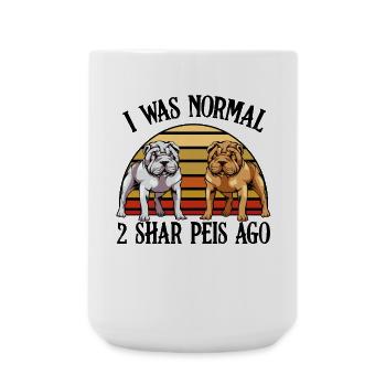 Bulldog-Duos im Retro-Sonnenuntergang Shar Pei - Große Tasse 440 ml - Weiß - Vorne