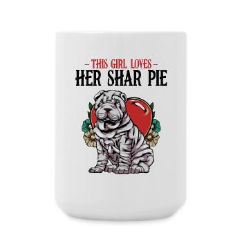 Herzbulldog mit Blüten Shar Pie - Große Tasse 440 ml - Weiß - Vorne