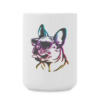 French Bulldog Neon Frenchie Sunglasses Line Art - Large Mug 440 ml - white - Front