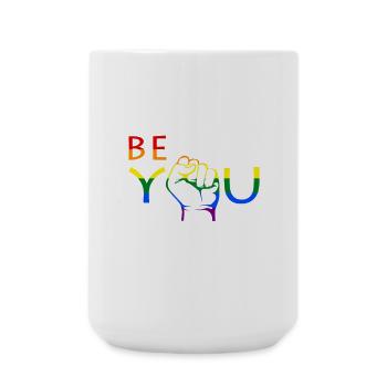Be You Pride Fist Rainbow - Große Tasse 440 ml - Weiß - Vorne