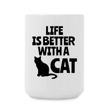 Life is better with a cat, cats, animals # - Large Mug 440 ml - white - Front