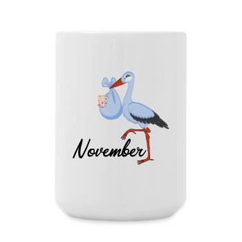 Pregnant stork baby is born in November - Large Mug 440 ml - white - Front