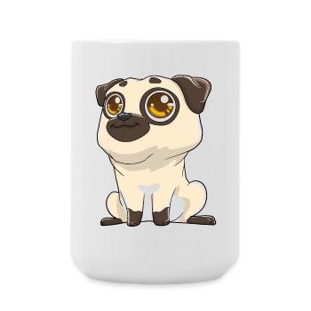 Cute pug with big eyes - Large Mug 440 ml - white - Front