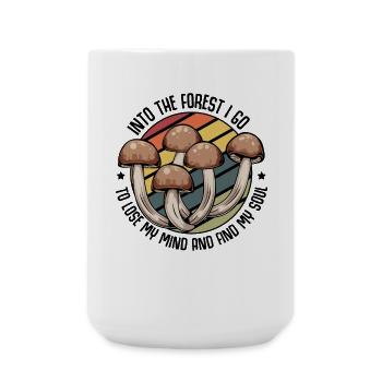 Retro Mushroom Trio in Rainbow Circle - Large Mug 440 ml - white - Front