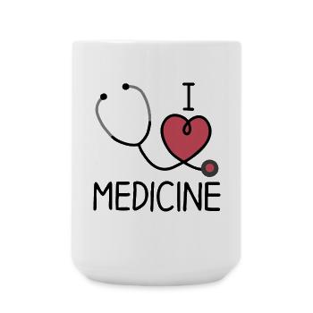 Heart and healing, I love medicine - Large Mug 440 ml - white - Front