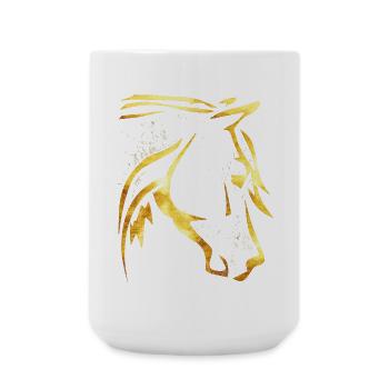 Riding - Rider - Horse's Head - Golden Horse - Large Mug 440 ml - white - Front