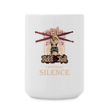 Je détruis Silence, batteur, tambour, tambour, tambours, tambours - Grande tasse 440 ml - blanc - Devant