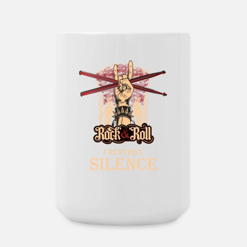 I destroy Silence, drummer, drummer, drums, drums - Large Mug 440 ml - white
