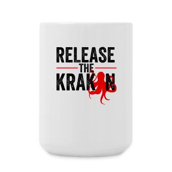 Release The Kraken Tintenfisch Rot Geschenk Spruch - Große Tasse 440 ml - Weiß - Vorne