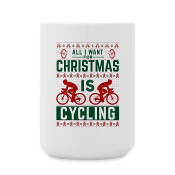 Tout ce que je veux pour Noël, c’est faire du vélo - Grande tasse 440 ml - blanc - Devant