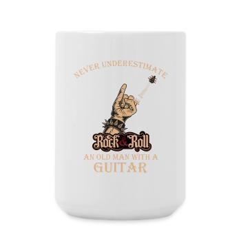 Never underestimate an old man with a Guitar - Large Mug 440 ml - white - Front