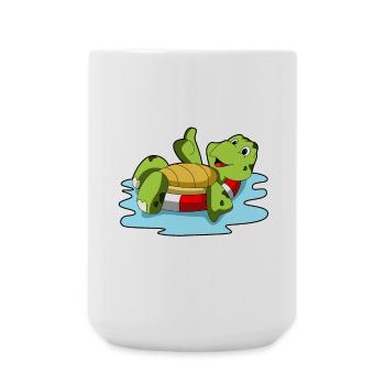 Schildkröte Schwimmen Schwimmring Sommer - Große Tasse 440 ml - Weiß - Vorne