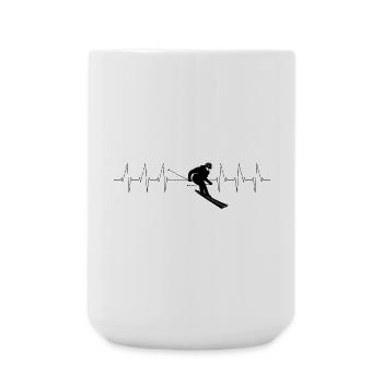 Ski heartbeat skiing ekg - Large Mug 440 ml - white - Front