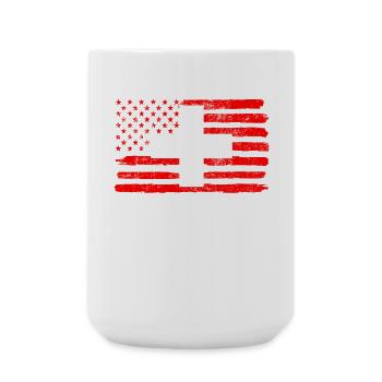 USA Flagge Schweiz - Große Tasse 440 ml - Weiß - Vorne