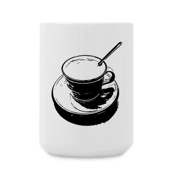 Kaffetasse schwarz weiss - Große Tasse 440 ml - Weiß - Vorne