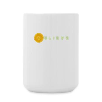 Bitcoin BTC Crypto Cryptos Trading HODL Believe - Large Mug 440 ml - white - Front