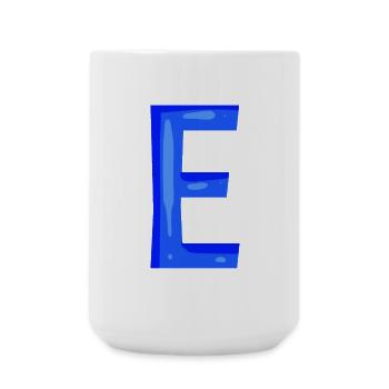 Lettre E initiale bleu - Grande tasse 440 ml - blanc - Devant