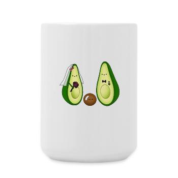Avocado newlyweds with child gift for wedding - Large Mug 440 ml - white - Front