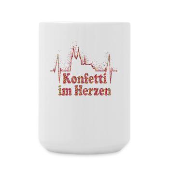 Köln Herzschlag Konfetti Im Herzen Karneval Kölner - Große Tasse 440 ml - Weiß - Vorne