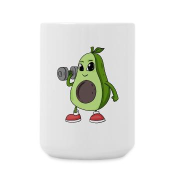 Avocado Sport Fitness Gym Dumbbell - Large Mug 440 ml - white - Front
