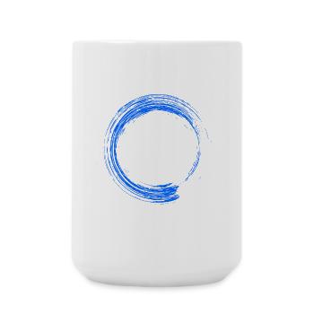 Rond design brosse bleu - Grande tasse 440 ml - blanc - Devant