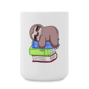 Sloth Book Books Reading - Large Mug 440 ml - white - Front