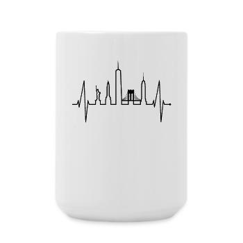 New York Skyline Herzschlag Herz Puls USA Geschenk - Große Tasse 440 ml - Weiß - Vorne