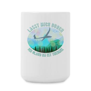 Modell Segelflugzeug Landschaft Retro Blau - Große Tasse 440 ml - Weiß - Vorne
