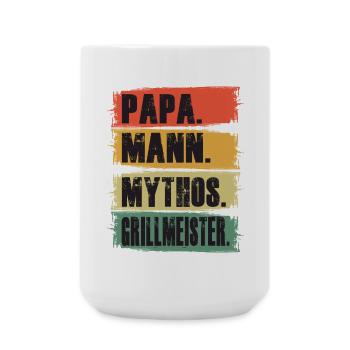Papa Mann Mythos Grillmeister Grillmaster BBQ - Große Tasse 440 ml - Weiß - Vorne