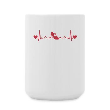 Latin Dancing Dance Shoe Women's Latin Heartbeat Red - Large Mug 440 ml - white - Front