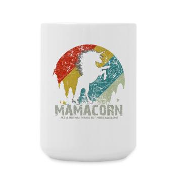 T-shirt rétro style Mama Unicorn Sunset - Grande tasse 440 ml - blanc - Devant