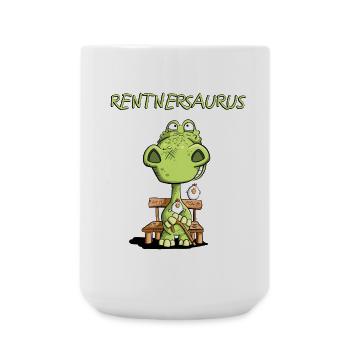 Rentnersaurus I Rentner Dinosaurier Comic I Senior - Große Tasse 440 ml - Weiß - Vorne