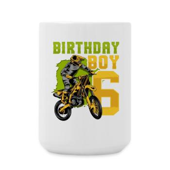 6. Geburtstag Motocross Dirt Bike - Große Tasse 440 ml - Weiß - Vorne